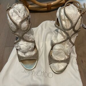 Jimmy Choo Lang DGZ Platinum Ice, Dusty Glitter Sandals